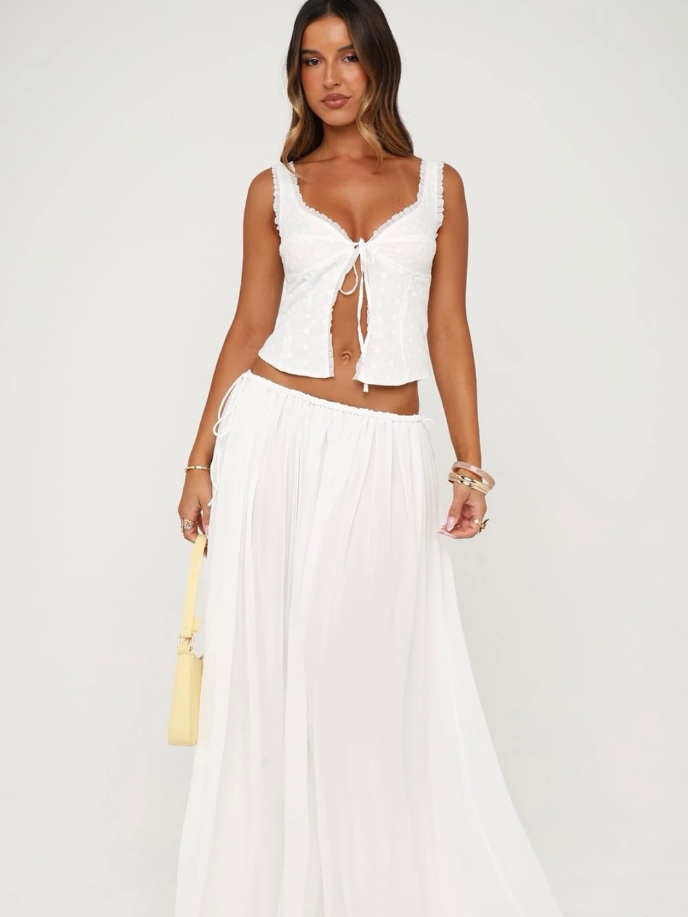 White Tie-Front Blouse - Picture 2 of 2